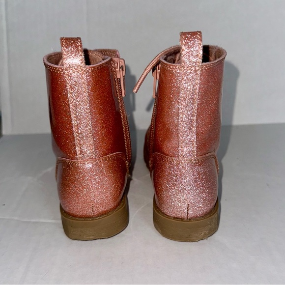 EUC glitter rose gold combat waterproof boots with zipper or lace-up option - Picture 4 of 8